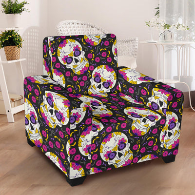 sugar skull Floral Pattern Armchair Slipcover