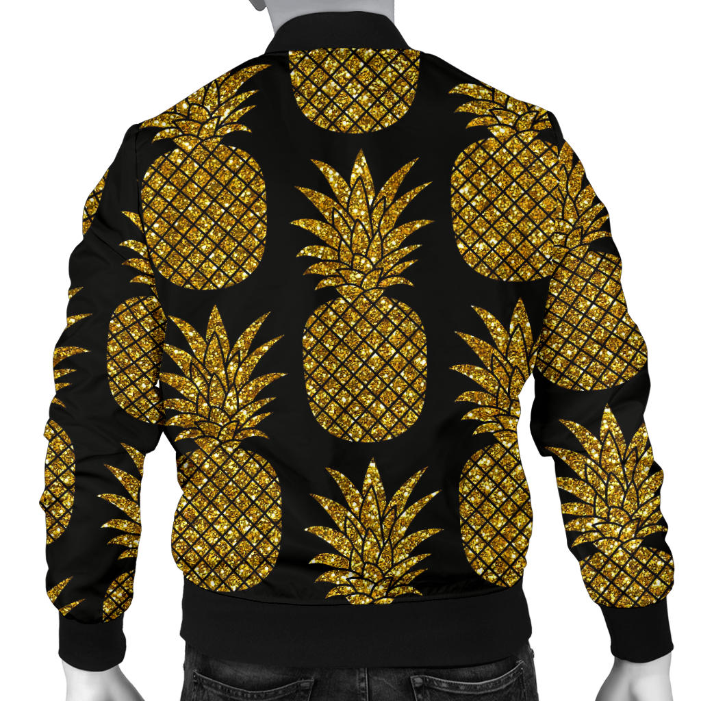 Gold Pineapple Pattern Print Design PP011 Men Bomber Jacket