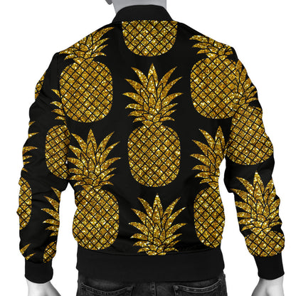 Gold Pineapple Pattern Print Design PP011 Men Bomber Jacket