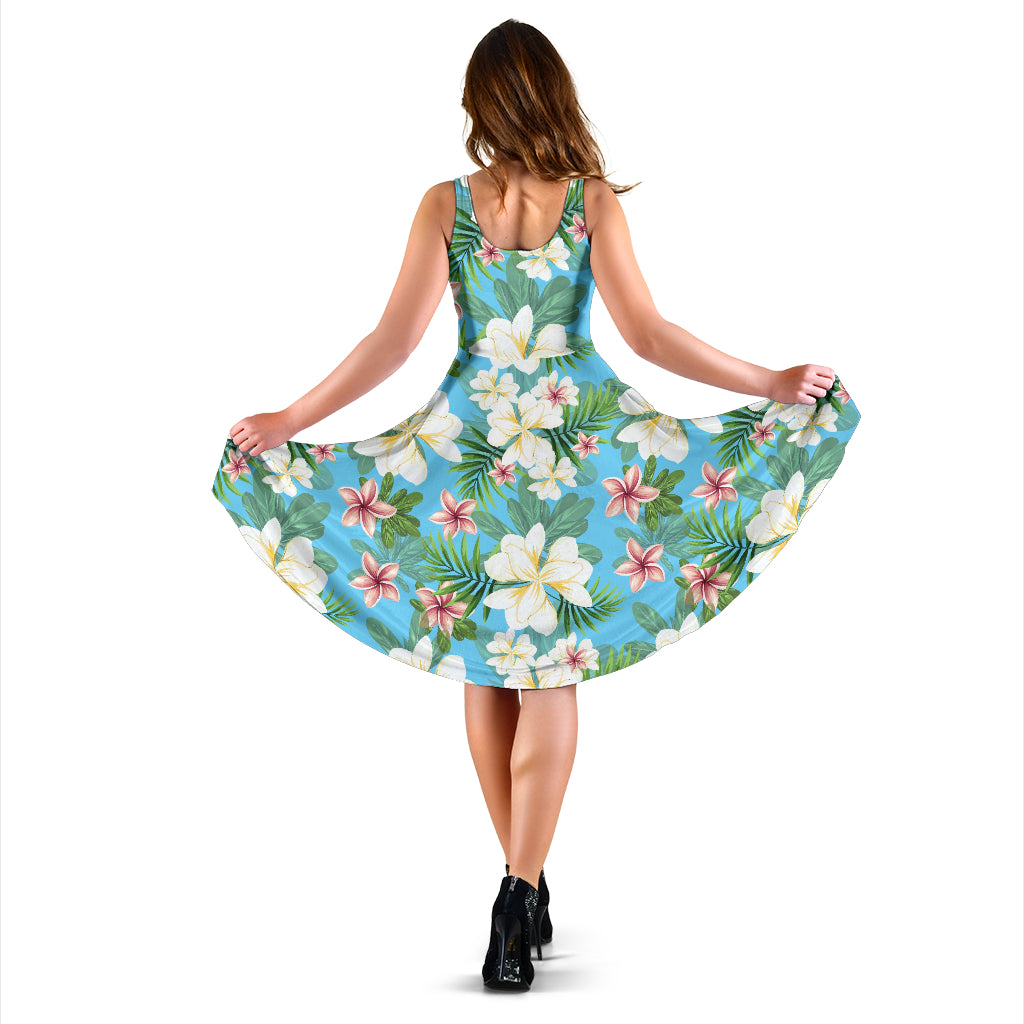 Plumeria Pattern Print Design PM028 Midi Dress