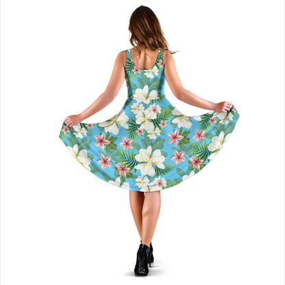 Plumeria Pattern Print Design PM028 Midi Dress