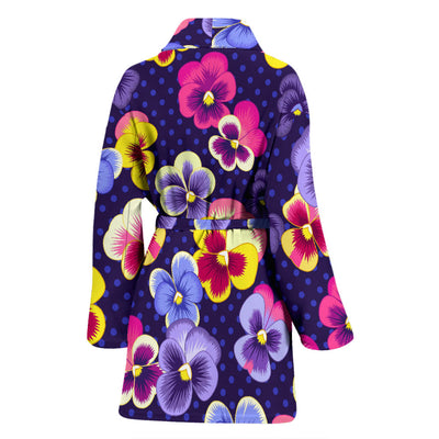 Pansy Pattern Print Design PS04 Women Bathrobe