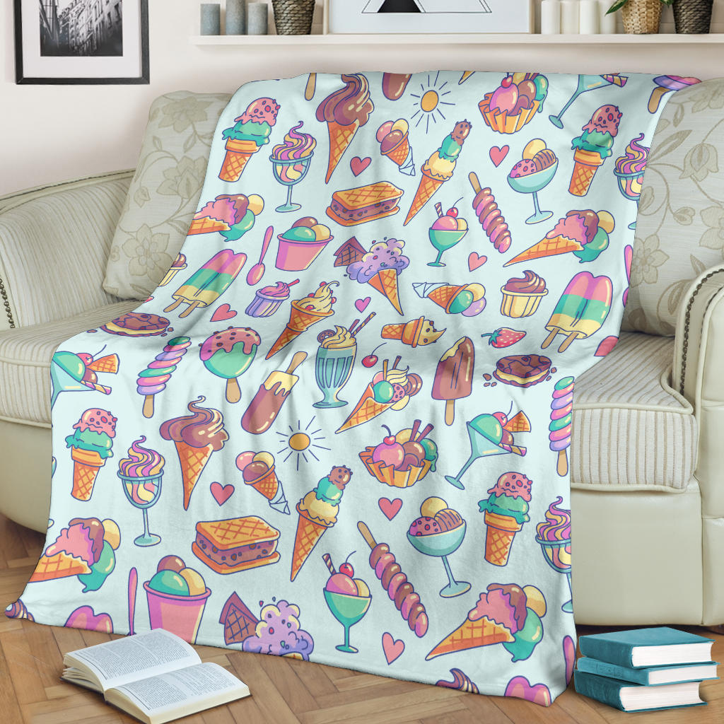 Ice Cream Pattern Print Design IC02 Fleece Blanket
