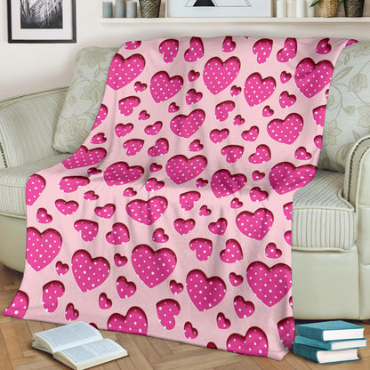 Heart Pink Pattern Print Design HE06 Fleece Blanket