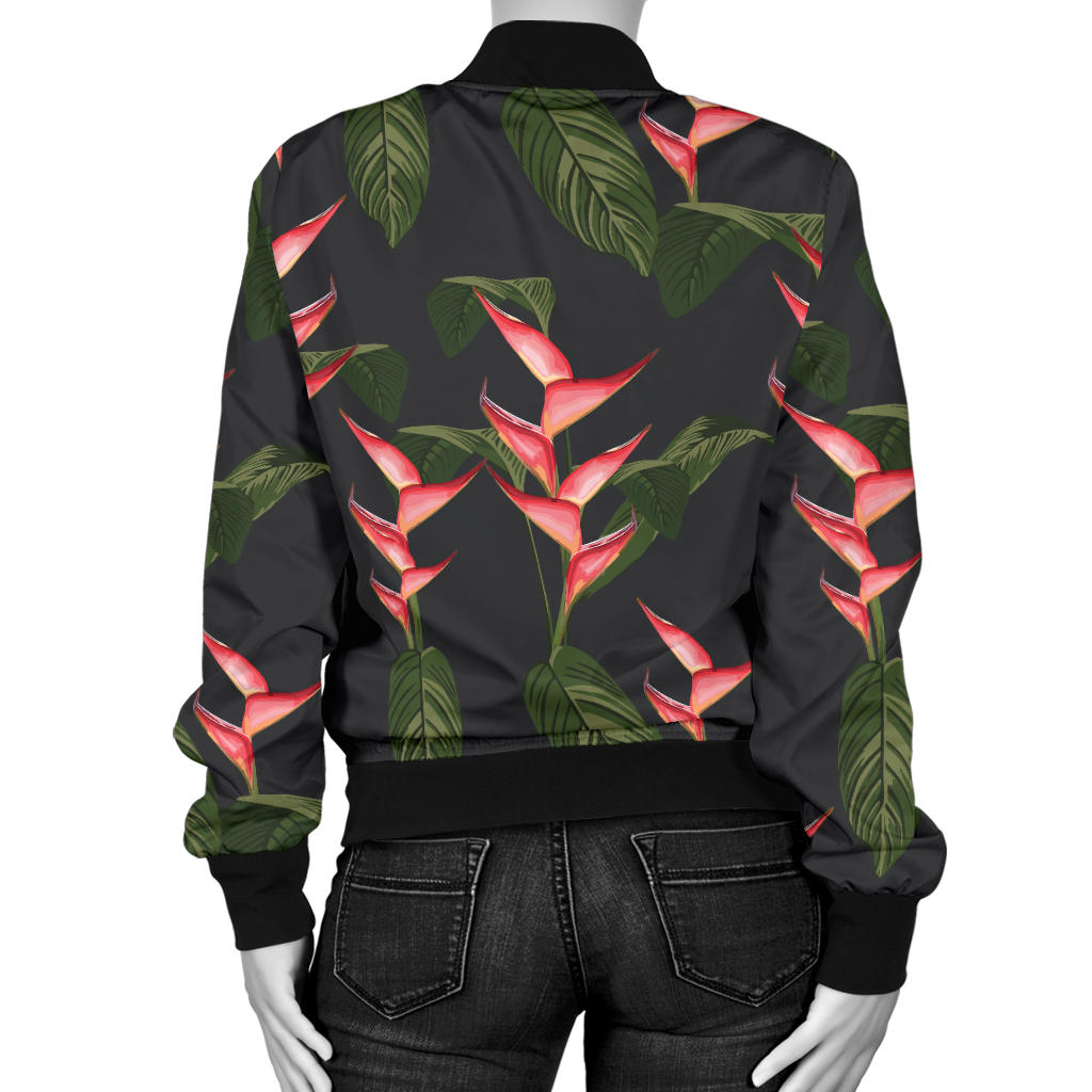 Heliconia Pattern Print Design HL07 Women Bomber Jacket