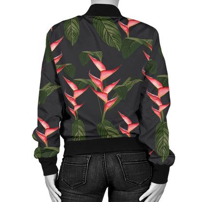 Heliconia Pattern Print Design HL07 Women Bomber Jacket