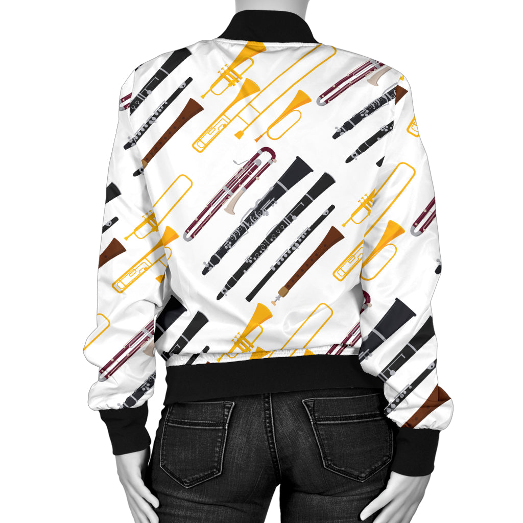 Clarinet Pattern Print Design 01 Women's Bomber Jacket