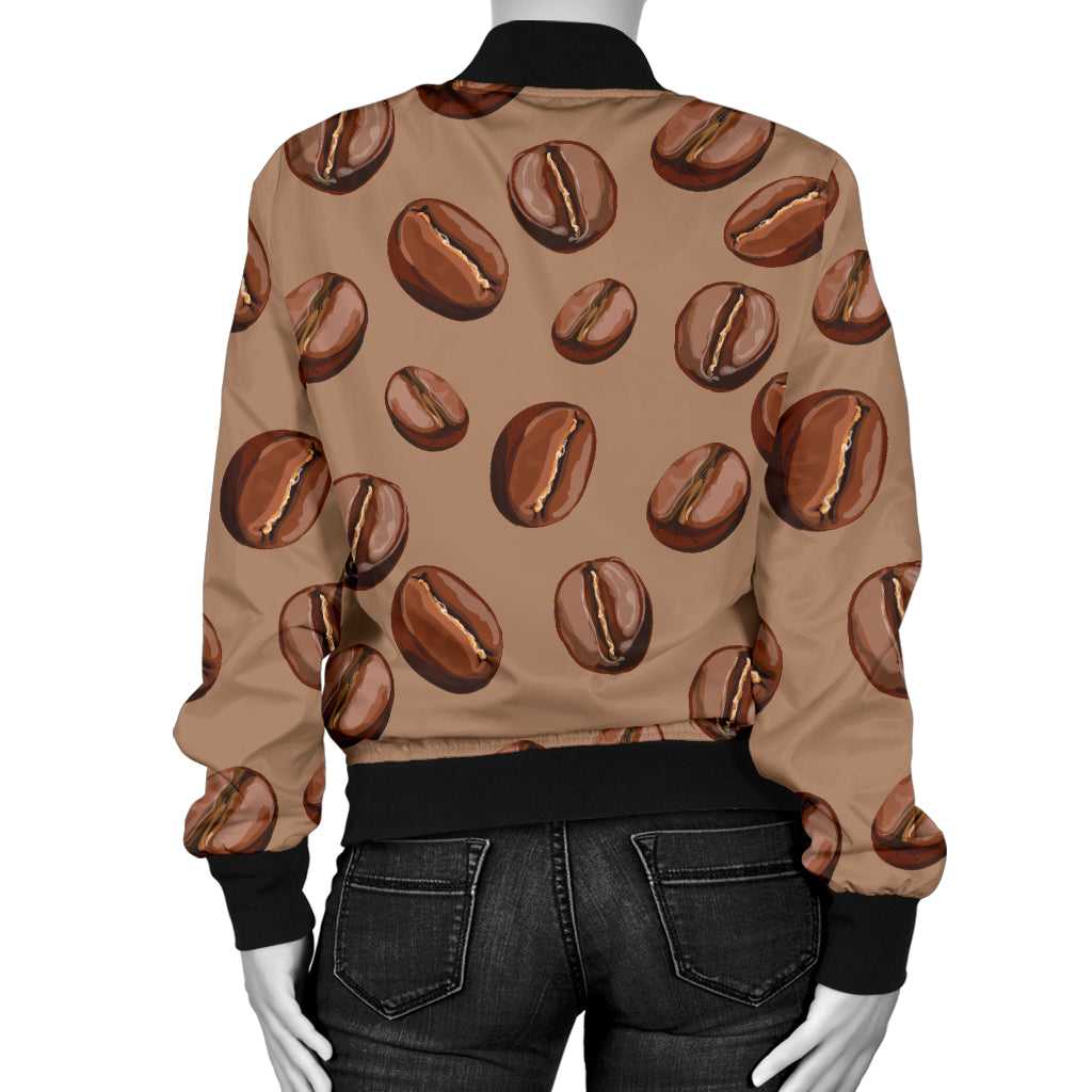 Coffee Pattern Print Design 07 Women's Bomber Jacket