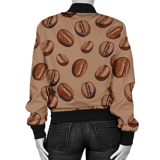 Coffee Pattern Print Design 07 Women's Bomber Jacket