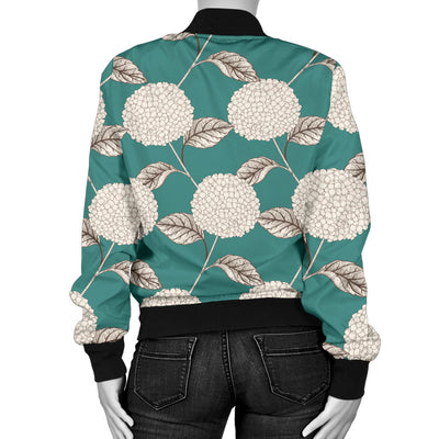 Hydrangea Pattern Print Design HD03 Women Bomber Jacket