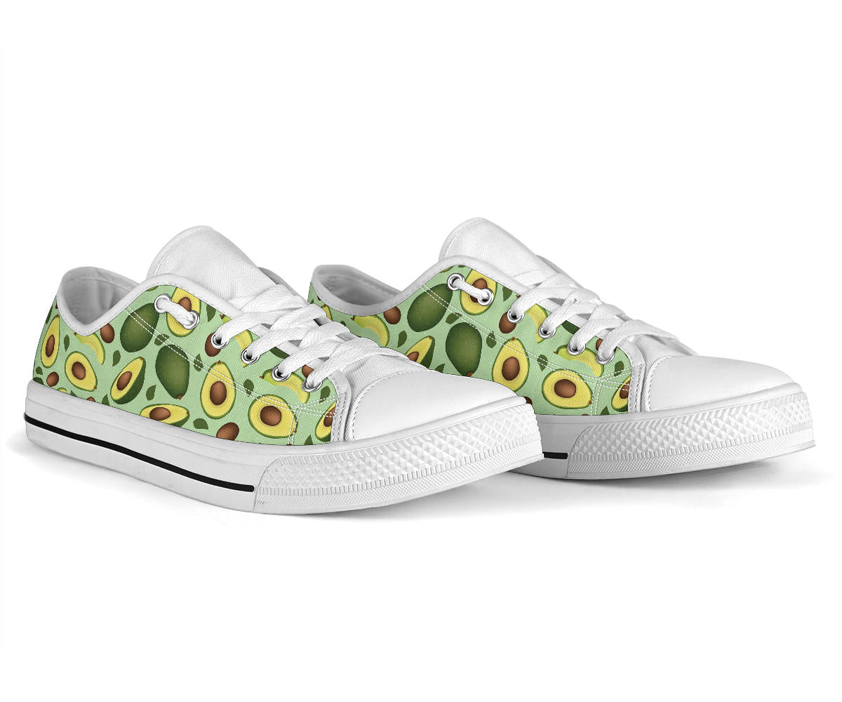 Avocado Pattern Print Design AC01 White Bottom Low Top Shoes