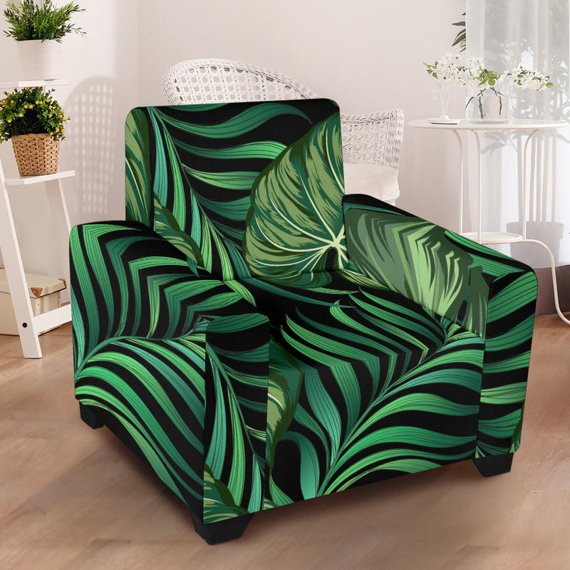 Green Fresh Tropical Palm Leaves Armchair Slipcover