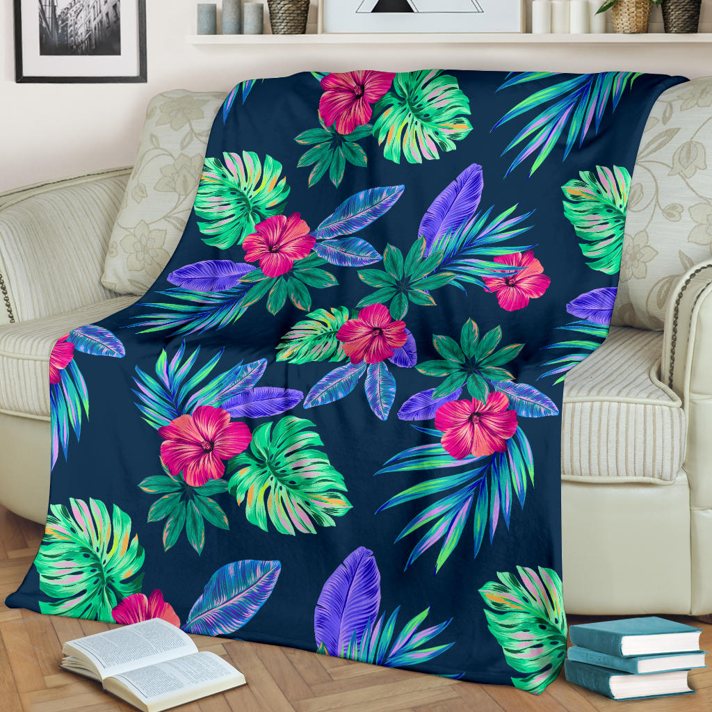 Tropical Flower Pattern Print Design TF09 Fleece Blanket