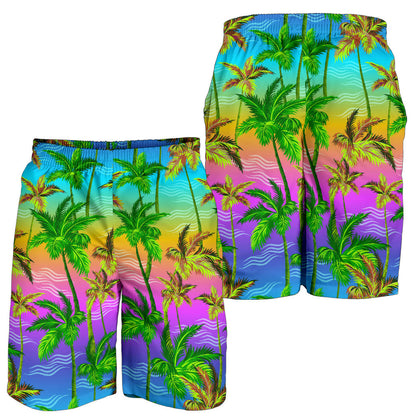 Palm Tree Rainbow Pattern Mens Shorts