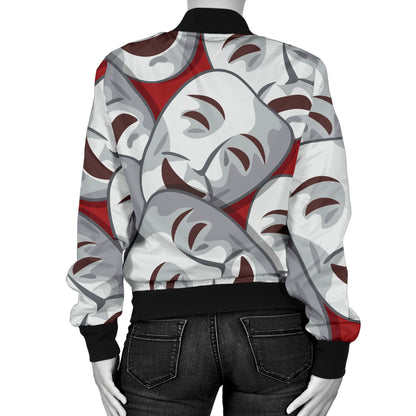Acting Mask Pattern Print Design 01 Women's Bomber Jacket