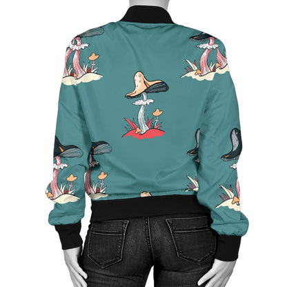 Mushroom Pattern Print Design A04 Women's Bomber Jacket