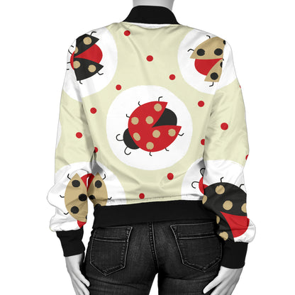 Ladybug Pattern Print Design 03 Women's Bomber Jacket
