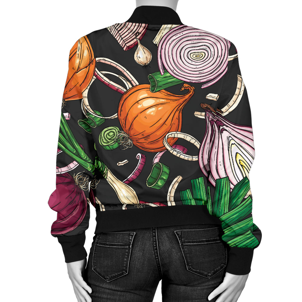 Onion Pattern Print Design A03 Women's Bomber Jacket
