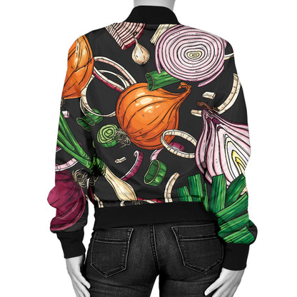 Onion Pattern Print Design A03 Women's Bomber Jacket