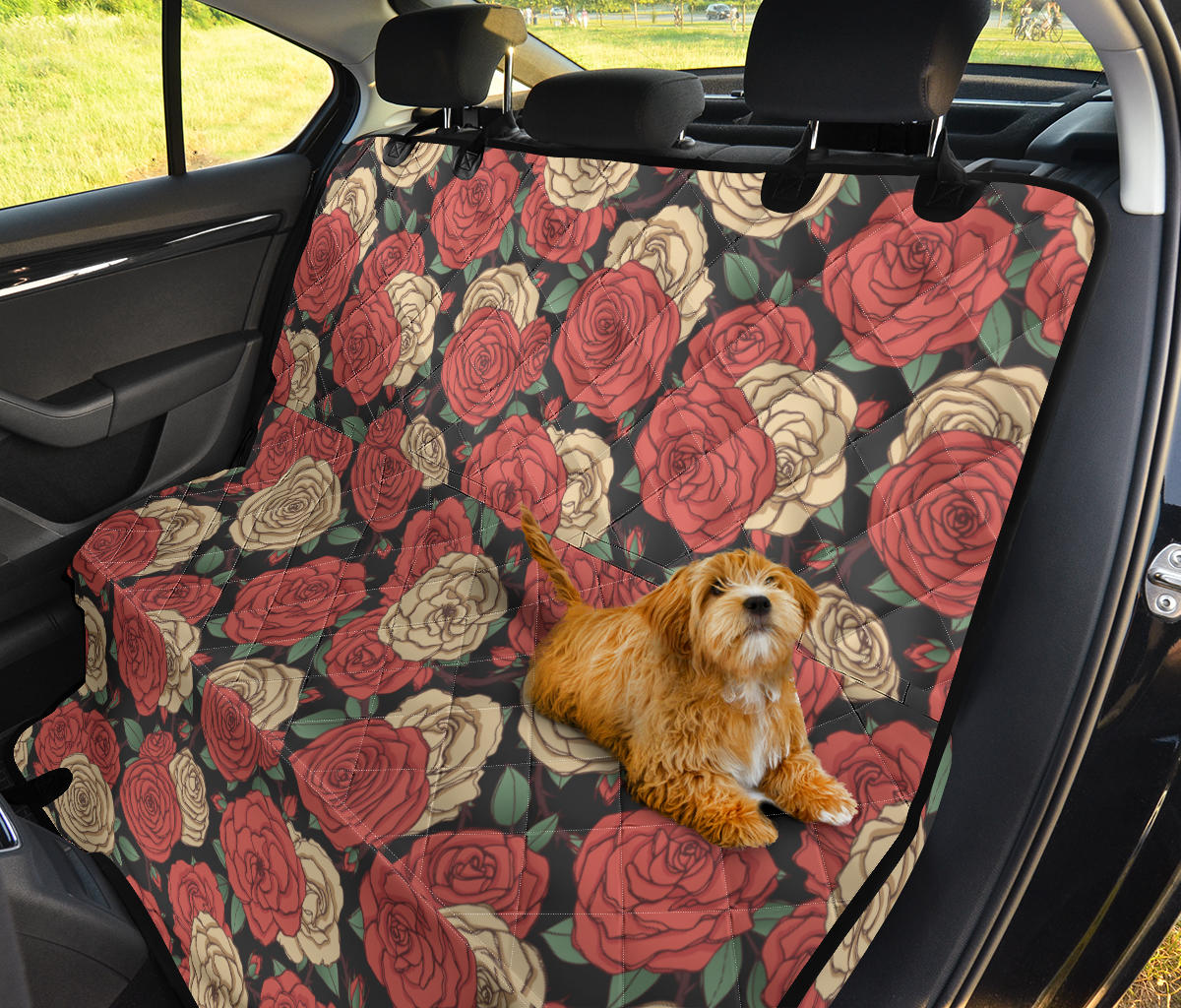 Camellia Pattern Print Design CM01 Rear Dog  Seat Cover