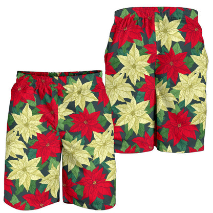 Poinsettia Pattern Print Design POT06 Mens Shorts