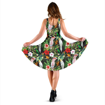 Tropical Flower Pattern Print Design TF03 Midi Dress