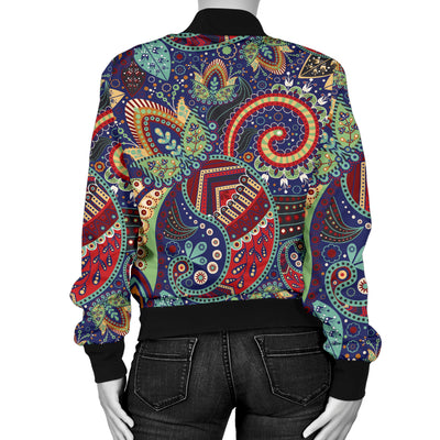 Paisley Boho Pattern Print Design A03 Women's Bomber Jacket