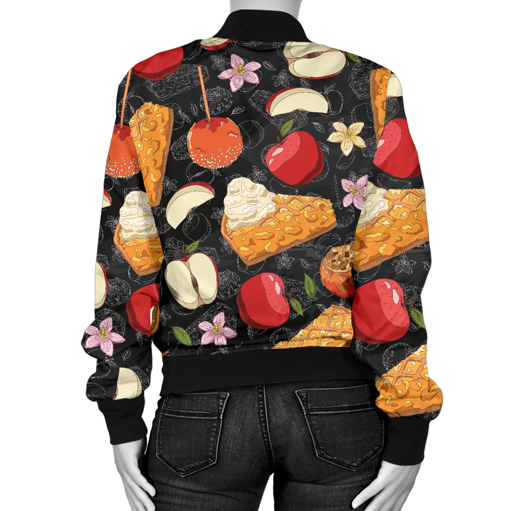 Apple Pie Pattern Print Design 01 Women's Bomber Jacket