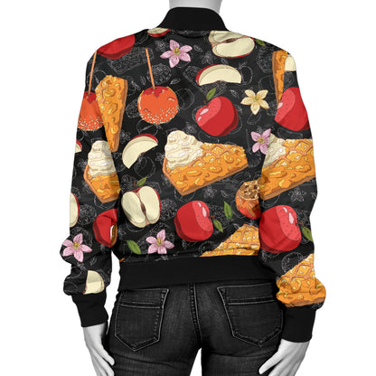 Apple Pie Pattern Print Design 01 Women's Bomber Jacket