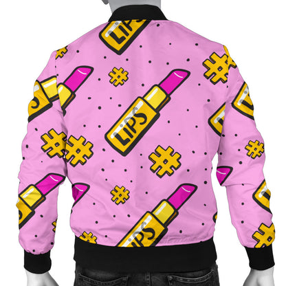 Lipstick Pattern Print Design LT03 Men Bomber Jacket