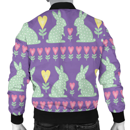 Rabbit Pattern Print Design RB01 Men Bomber Jacket