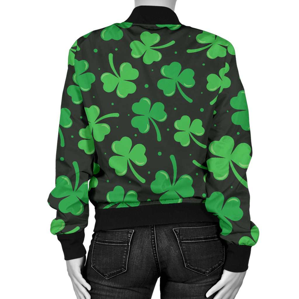 Clover Pattern Print Design 04 Women's Bomber Jacket