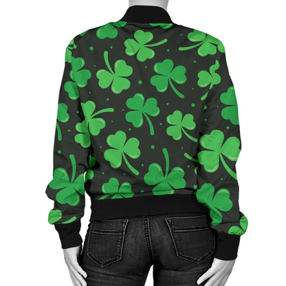 Clover Pattern Print Design 04 Women's Bomber Jacket