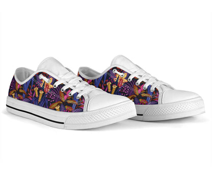 Lily Pattern Print Design LY016 White Bottom Low Top Shoes