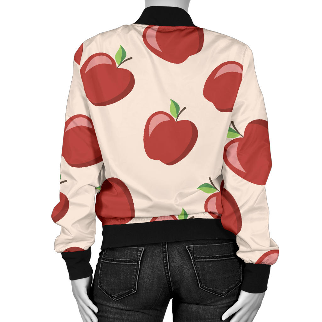 Apple Pattern Print Design AP01 Women Bomber Jacket
