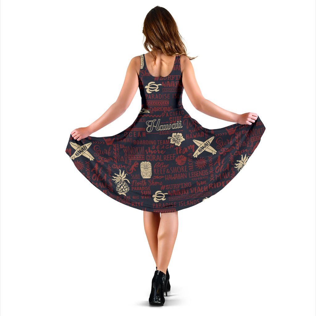Hawaiian Themed Pattern Print Design H017 Midi Dress