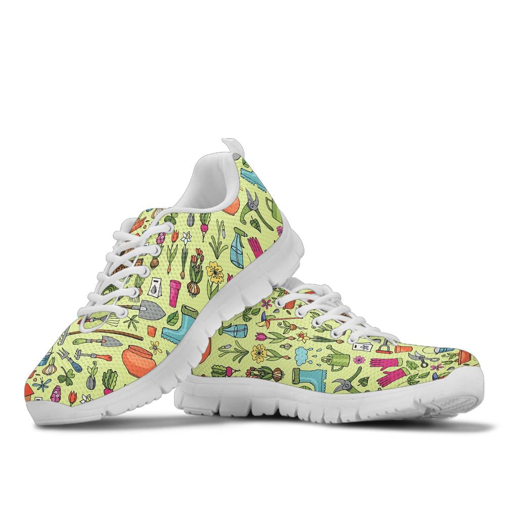 Gardening Pattern Print Design G02 Sneakers White Bottom Shoes