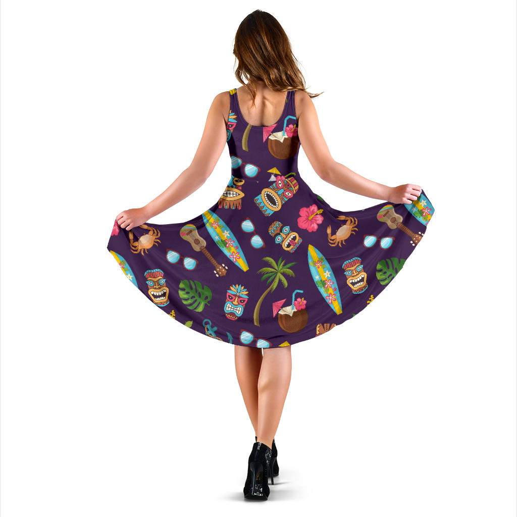Hawaiian Themed Pattern Print Design H024 Midi Dress
