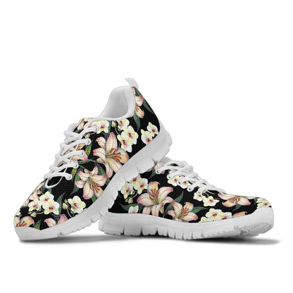 Lily Pattern Print Design LY03 Sneakers White Bottom Shoes