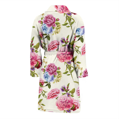 Carnations Pattern Print Design CN02 Men Bathrobe