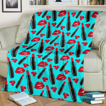 Lipstick Pattern Print Design LT02 Fleece Blanket