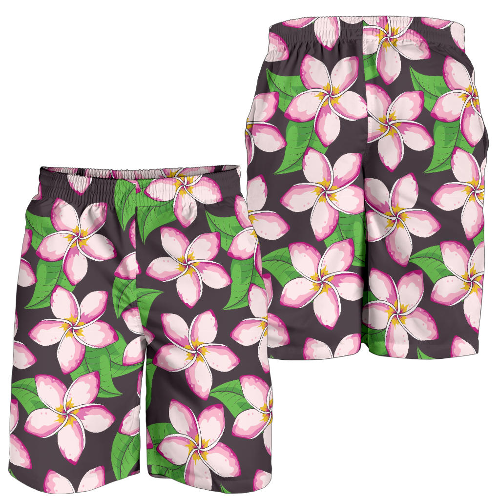 Pink Plumeria Pattern Print Design PM019 Mens Shorts