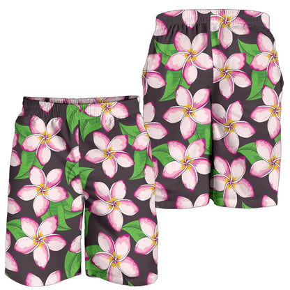 Pink Plumeria Pattern Print Design PM019 Mens Shorts