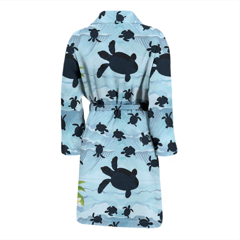 Sea Turtle Pattern Print Design T011 Men Bathrobe