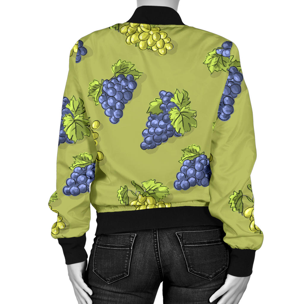 Grape Pattern Print Design GP08 Women Bomber Jacket
