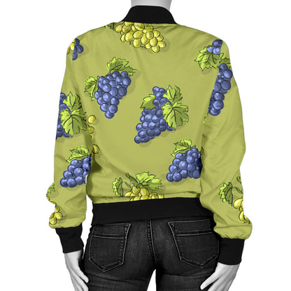 Grape Pattern Print Design GP08 Women Bomber Jacket