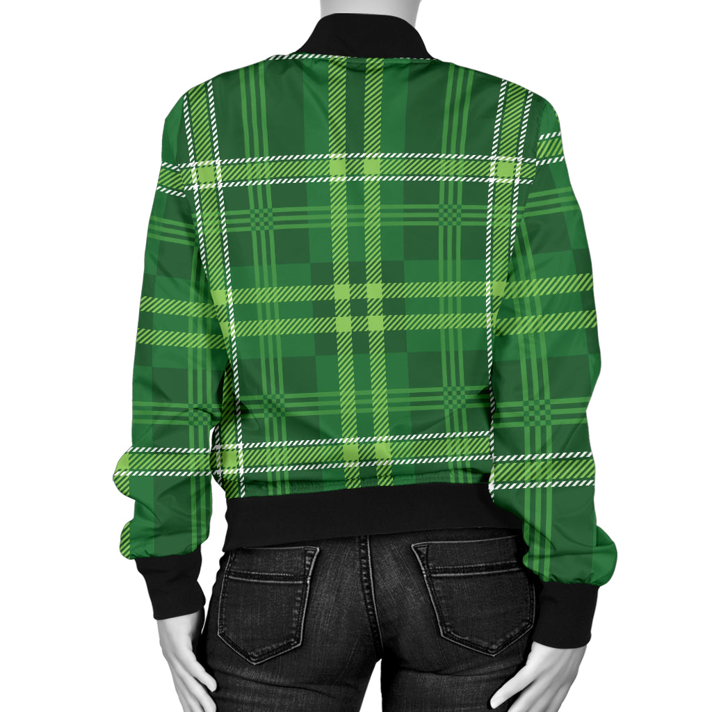 Irish Plaid Pattern Print Design 02 Women's Bomber Jacket