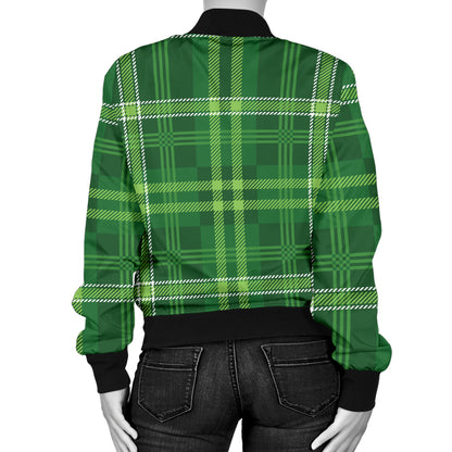 Irish Plaid Pattern Print Design 02 Women's Bomber Jacket
