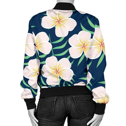 Pink Plumeria Pattern Print Design PM016 Women Bomber Jacket