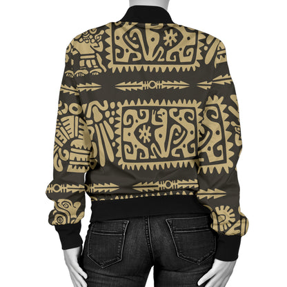 Mayan Pattern Print Design 02 Women's Bomber Jacket